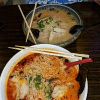 Miso Ramen · chicken bone & pork bone broth, miso, fried onion, seaweed, bean sprouts, 2 pieces of chashu