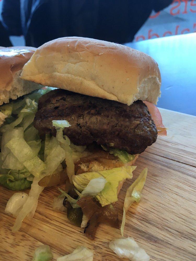 Baby Burgers · 2 pieces. Served on a bun with your choice of lettuce, pickles, tomatoes, fresh or sauteed onions, grilled pastrami, bacon, sauteed mushrooms and holy sauce.