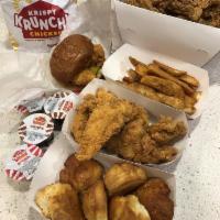 Chicken and Tenders Family Meal Deals · 12 Piece Chicken Mix, 6 Piece Cajun Tenders, 6 Biscuits & Family Fries.