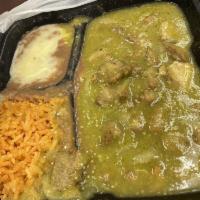 Chile Verde · Pork meat in green sauce.