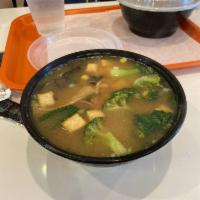 Vegetable Ramen · Tofu, broccoli, bok choy, sliced bamboo, kikurage mushroom, sweet corn, pickle ginger.