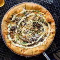 Holy Shiitake Pie · Olive oil and garlic base with shiitake, button and portobello mushrooms, caramelized onions...