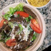 Classic Gyro Bowl · Choose gyro style beef and lamb or chicken, lettuce, tomatoes, onions, cucumbers and tzatzik...