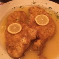 Chicken Francese · Fresh battered chicken breast in a white wine, lemon and butter sauce.