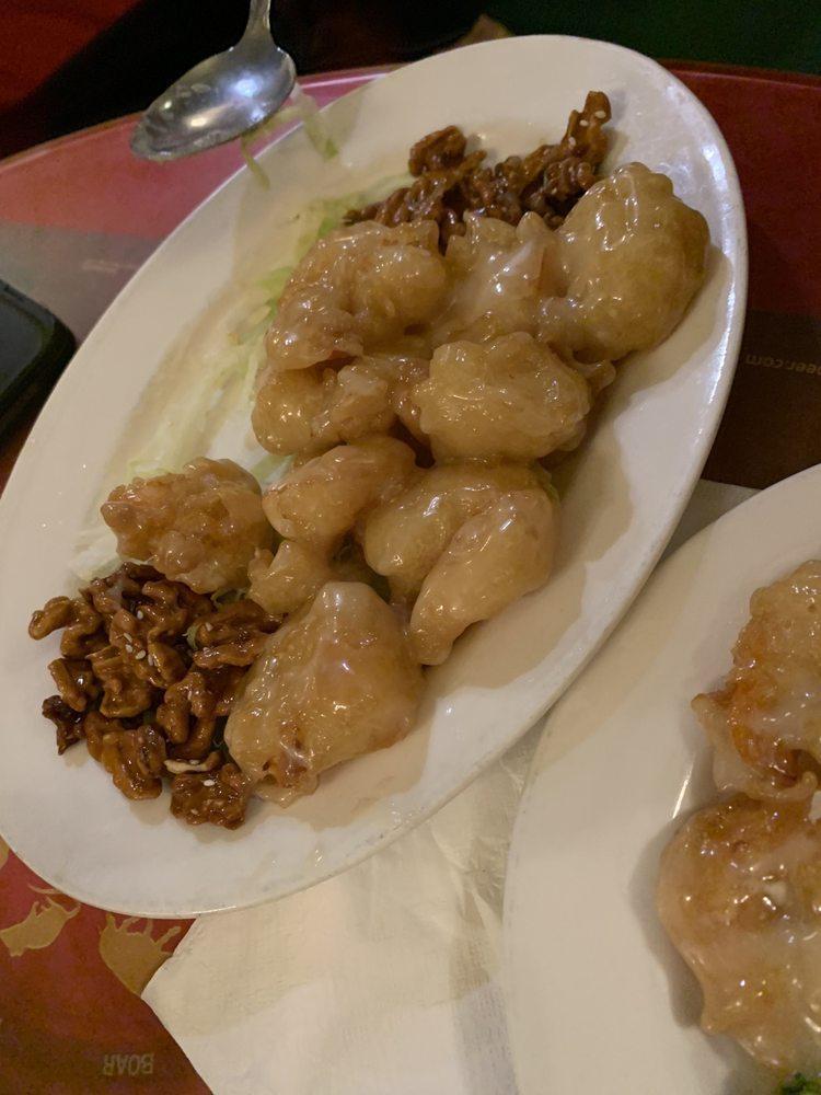 Prawns with Honey Walnuts · Deep-fried prawns topped with special sauce.