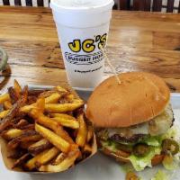 Juarez Burger · 1/3 lb. Patty - Grilled Onions - Avocado - Grilled jalapenos - Pepper Jack Cheese