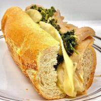 South Philly Pork Sandwich · Sauteed spinach, sharp provolone, plain or seeded stick bread.