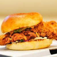 Crispy Chicken Sandwich · Crispy breast, tangy slaw, Sonoma pickle, comeback sauce, toasted bun.