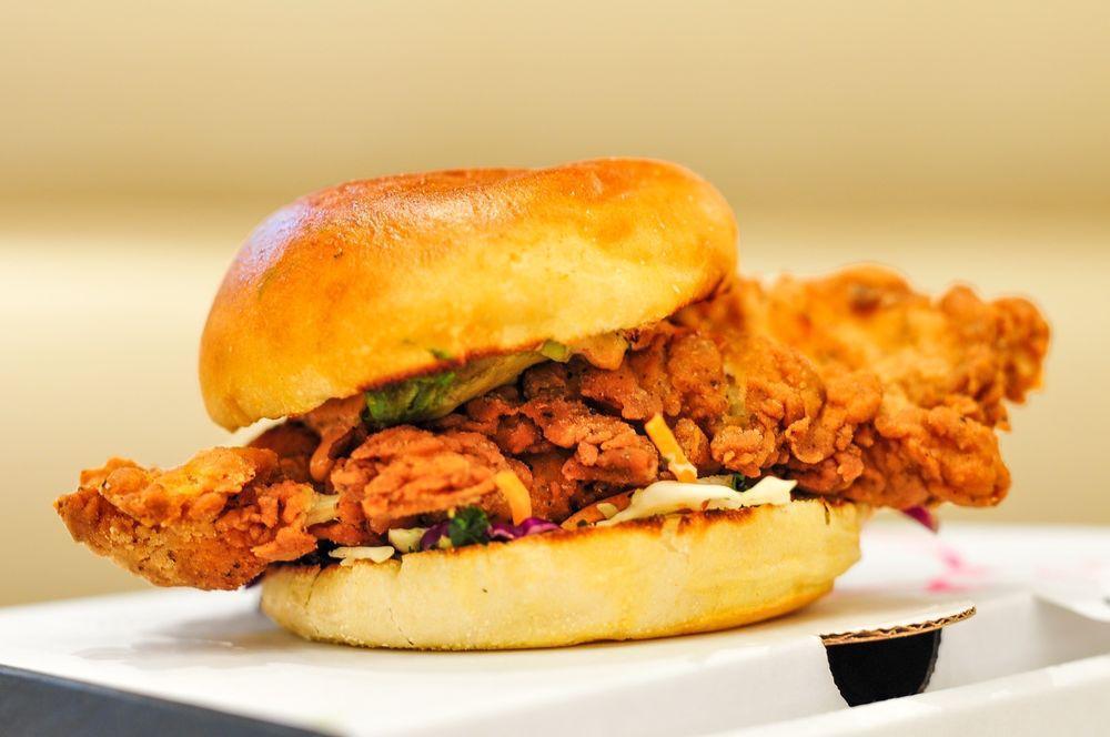 Crispy Chicken Sandwich · Crispy breast, tangy slaw, Sonoma pickle, comeback sauce, toasted bun.