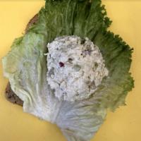 Tofu Salad Sandwich · tofu salad, organic lettuce on seeded rye bread. Vegan.
