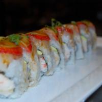 Strawberry Field Roll · Raw. Tempura shrimp, cucumber topped with hamachi, strawberry, lime and yuzu sauce.