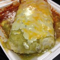 Wet Burrito · Choice of meat, rice beans, onions, cilantro, salsa, guacamole sauce, melted cheese. Choice ...