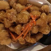 Sweet and Sour Chicken · Cooked with or incorporating both sugar and a sour substance.