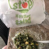 Tuna Salad Chop · House mix (iceberg/spinach), double tuna salad, tomato, celery, red onions, croutons, and ba...
