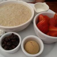 Oatmeal · Served with brown sugar, raisins and steamed milk.