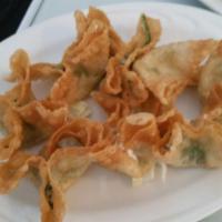 8 Piece Vegan Cream Cheese Wontons · Non-dairy cream cheese blended with spinach, water chestnut and white pepper wrapped in cris...