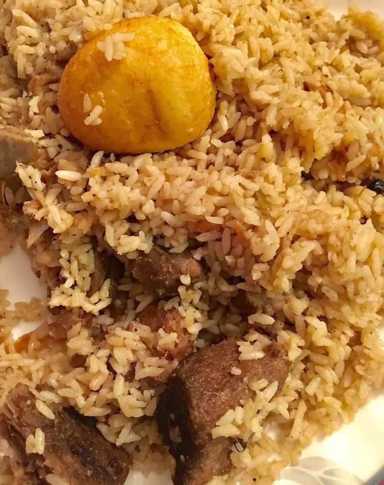 Goat Biryani · Pieces of goat meat cooked with special kalejera rice and flavored with Ghoroa spices.
