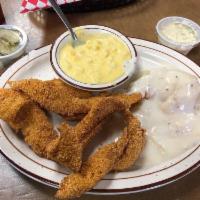 Cajun Catfish · For those who like a little extra spice. Catfish entrees come with homemade cucumber salad, ...