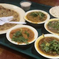 Lunch and Dinner Platter · 2 pieces roti or paratha or puri (4 pieces), dal makhani, mansoor dal, rajma, kadhi, dal fry...