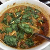 Mutton Karahi · Double portion. Thick gravy made with a traditional blend of spices and fresh tomatoes. (BES...