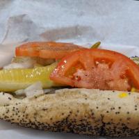 Char Dog · Vienna beef hot dog cooked on our Char grill, served Chicago Style