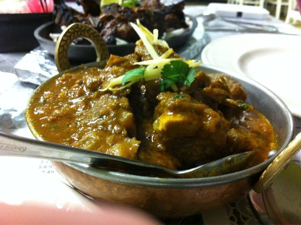 Goat Karahi · Tender goat meat cooked with ginger, garlic, tomato, and onion base gravy in Mumbai grill homemade spices.