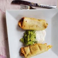 Chimichangas · Rolled up fried flour tortilla filled with your choice of protein.