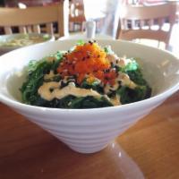 Seaweed Salad · Topped with spicy mayo, green onion and fish eggs.