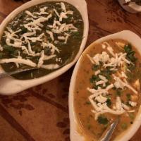 Saag Paneer · Fresh homemade Indian cheese cubes gently cooked with garden spinach and mild spices.