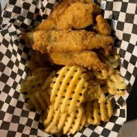 Fish and Chips · Fresh Cod tossed in Tin Fish Breading and Crispy Fried,. Served with Crosscut Fries, Tartar ...