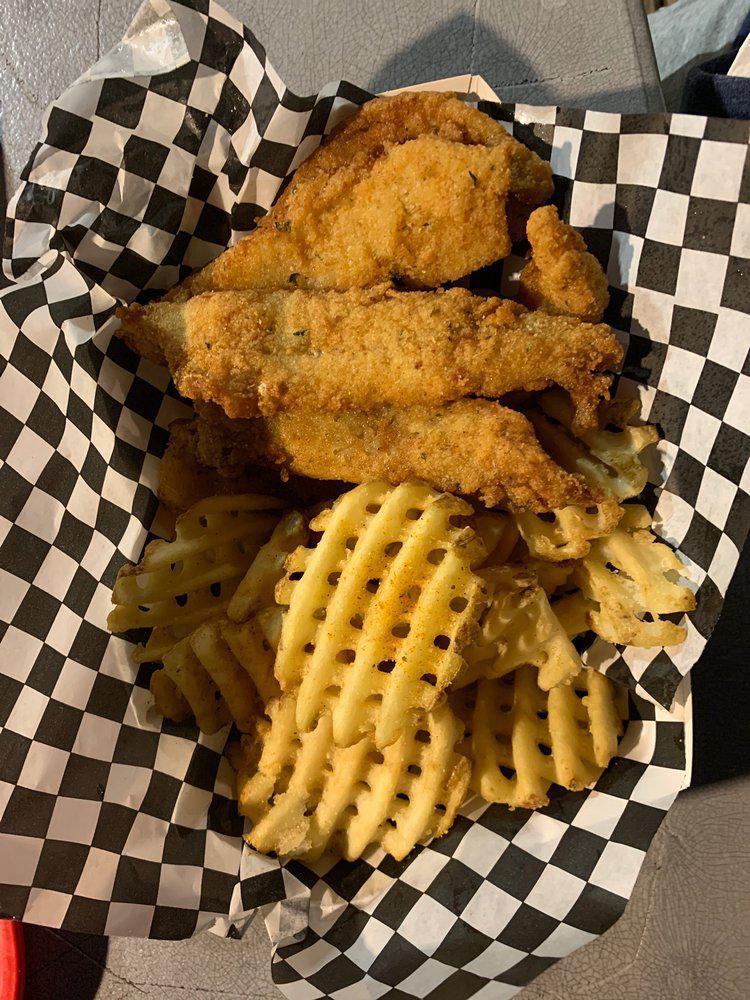 Fish and Chips · Fresh Cod tossed in Tin Fish Breading and Crispy Fried,. Served with Crosscut Fries, Tartar Sauce and Lemon Wedge.