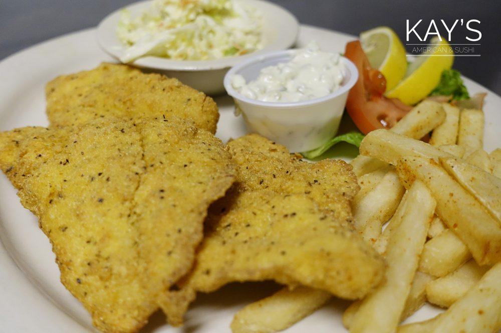 Fried Catfish · Dusted with Cajun cornmeal seasoning and served with French fries and coleslaw.