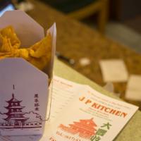 Crab Rangoon · Shredded crabmeat mixed with scallions and flavored cream cheese.  Folded on to a wonton wra...