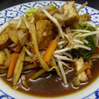 Vegetarian's Delight · Pad-pak-tofu. Tofu stir fried with fresh mixed vegetables in special Thai sauce and spices. ...