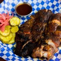 Southside Rib Tips Appetizer · A pound of Memphis-style, dry-rubbed tips served with Jalapeño Pickled Red Onions, spicy Hel...