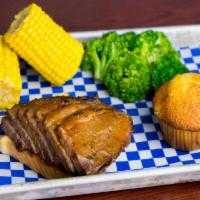 Texas Beef Brisket Platter · Our classic Texas Beef Brisket is rubbed with a blend of Dave's secret spices, coarse black ...