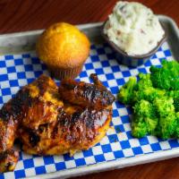 Barbeque Chicken Platter · Country-Roasted Chicken flame-kissed and slathered with Rich & Sassy®. Served with choice of...