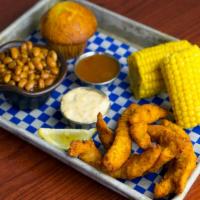 Sweetwater Catfish Platter · Tender strips lightly-breaded with Cajun-seasoned cornmeal and flash-fried. Served with rémo...