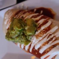 California Burrito · Flour tortilla filled with rice, beans, lettuce, tomatoes, jalapeno, sour cream, cheese, oni...