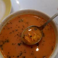 Mulligatwany Soup (Chicken) · Delicately spiced chicken and lemon soup.