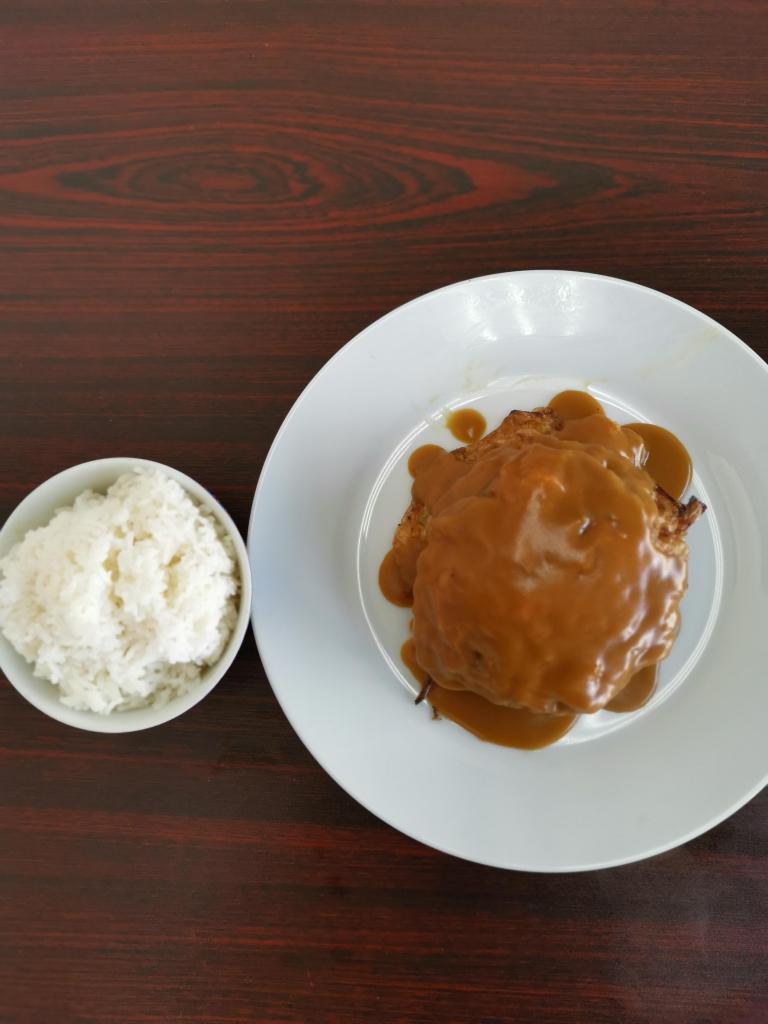 51. Shrimp Egg Foo Young · Served with white rice.