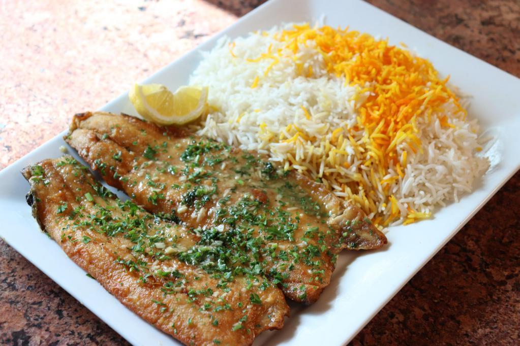 Mahi - Fish · Fresh filet of Rainbow Trout OR Sea Bass. Pan seared with fresh garlic, lemon butter sauce, and parsley OR grilled/BBQed with lemon butter sauce.