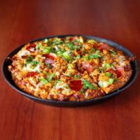 East Meet West Pizza · Chicken tikka with pepperoni. Masala marinated chicken, pepperoni, red onions, bell peppers,...