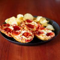 Pizza Sandwich · Open faced sandwich with pepperoni, melted cheese and pizza sauce. Toasted and served on a h...