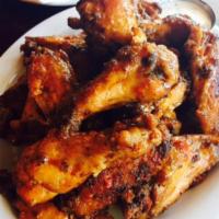 Baked New York Chicken Wings · Medium, hot, honey hot, BBQ, honey BBQ, Parmesan and garlic, honey gold. Served with ranch o...