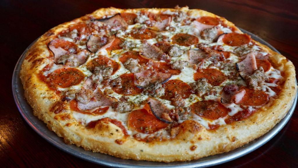Meatlovers Pizza · Pepperoni, sausage, Black Forest ham, bacon and meatballs.