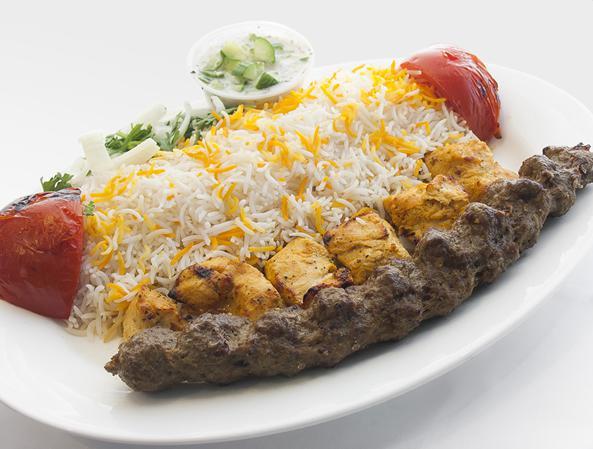 Sam's Special 2 · Combinations of barg kabob and chicken kabob or ground chicken kobideh.