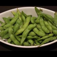 Edamame · Fresh, tender soybeans steamed and tossed with kosher salt.