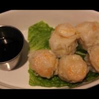 Sakura Shumai · Steamed open face shrimp dumplings.