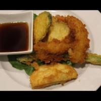 Fritto Misto · Tempura jumbo gulf shrimps 2 pieces and crisp vegetables 5 pieces served with tempura sauce.